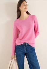 CECIL 303295 STRUC Pullover langarm Front mit Struktur Strick zeitlos uni pink