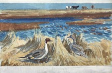 Karl Adser 1912-1995 Enten Kühe Wiesen Saltholm Ostsee Öresund Dänemark 1953 