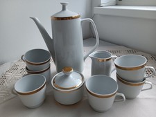 Kaffeekanne 6  Tassen Sahnekännchen Milchkanne Z.Dose Porzellan Service Colditz