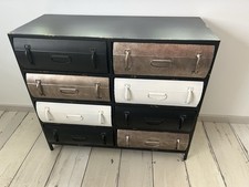 Kommode mit 6 Schubladen Vintage Shabby Chic Style Schwarz Industrie Look Metall