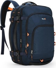 Tolaccea Reiserucksack, Handgepäck Rucksack Flugzeug, blau, 35-45L erweiterbar