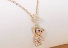 Halskette Bär Teddybär Bärchen Stern istallsteine gold #Tb3