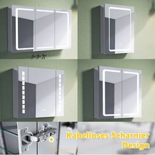 LED Spiegelschrank Bad mit beleuchtung Badspiegel Touch Steckdose Edelstahl/Alu