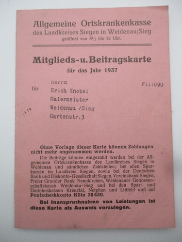 Mitglieds beitragskarte - u,