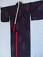 Kimono schwere Seide schwarz mit Kreuzstichmuster, Japan, vintage 50er Jahre, NW
