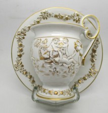 Plaue Tasse Empire Weiss Rot Putten Gold Thüringen Würthler Sammeltasse 