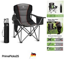 Campingstuhl Klappstuhl Faltbar bis 200kg mit Getränkehalter und Kühltasche