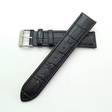 Leder Uhrenarmband Ersatz Lederband Uhr Armband Watch Strap 20mm Schwarz 290602