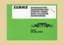 CLAAS WS 660 Hydro  Schwader  Betriebsanleitung Original 1990