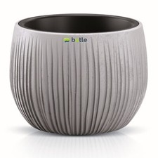 Blumentopf Betonimitation mit Wellendesign + Innentopf 15x11 cm Beton Betonoptik