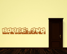 Barcelona Wandtattoo Schriftzug Skylinecollage