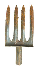 alte 4 dicke Zinken Mistgabel Forke ? Eisen HEUGABEL HARPUNE Spieß DDR ☎️?