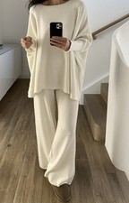 Pullover Shirt Ecru Wollweiss Weit Oversized 36 38 40 42 44 46 48 Neu Strick