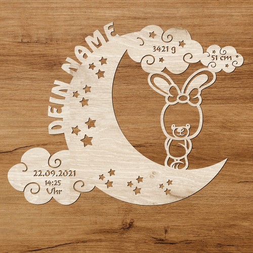 Nachtlicht hase auf mond - auf,
