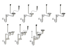 Ablaufgarnitur Spüle Spülen Siphon Platzsparend Doppelbecken Edelstahl Granit S