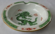 MEISSEN Porzellan Aschenbecher grüner Drache mit Goldrand Ø 12 cm (107548)
