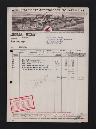 Mainz rechnung 1931 - mainz,, werner