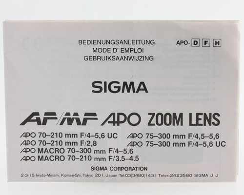 Bedienungsanleitung sigma - bedienungsanleitung,