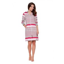 DOROTA 092A Damen Bademantel mit Reißverschluss & Kapuze