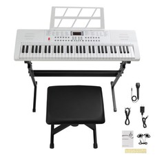 GEP-110 61-Tasten E-Keyboard Set E-Piano mit klappbarem Ständer und Bank Weiß