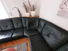 Leder Wohnlandschaft Longlife Leder top gepflegt Rundecke Sessel Hocker