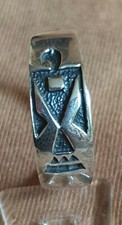 Ring mit Thunderbird, Donnervogel, Ader, poliert, Overlay, 925% Silber, Indianer