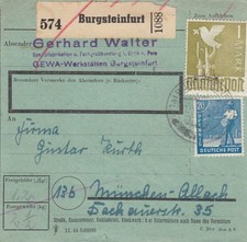Paketkarte 1948: Burgsteinfurt