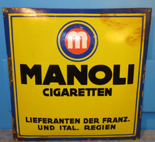 20er Jahre Emaileschild - MANOLI Zigaretten--60x60cm Ferro Email -DOLD Offenburg