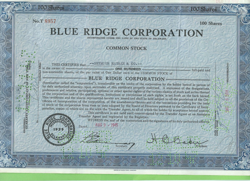 Blue ridge corporation 1945 - blue,