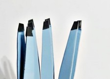 4er Pinzette Hellblau 9 CM Lang 3MM Breite Schräge von innen flache Spitze