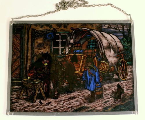 Fensterbild suncatcher kutsche - fensterbild,