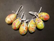 6 alte bunte Ostereier Osteranhänger Serviettentechnik