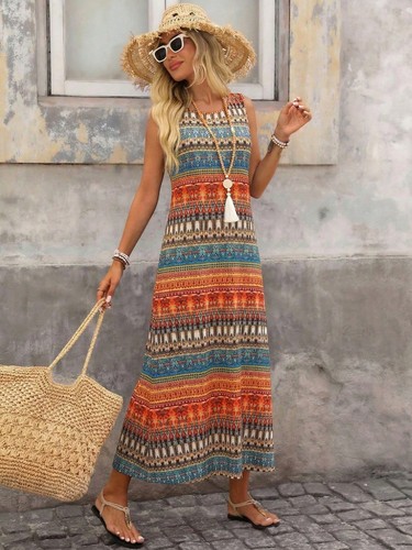 Langes damenkleid bohemian - damenkleid, im