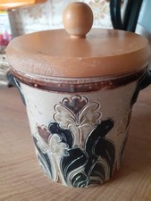 Steinzeug Keramik Westerwald Handarbeit Vorratstopf Holzdeckel Tischabfälle o.ä.