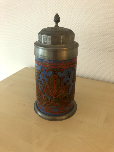 Antiker walzenkrug blau mit - walzenkrug,