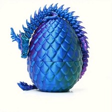 Drachenei Mit Drache, 3D Drache, Drachen Spielzeug, Drachen Ei, 30cm, Blau/Lila