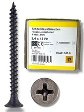 Rigipsschrauben Ø 3,6x45 -PH 500Stk./ 500Stk.   Feingewinde Trockenbau H2Pal12