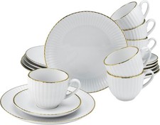 my Home Elisetta Kaffeeservice 18 tlg. Porzellan 6 Personen Geschirr Gold B Ware