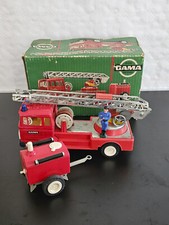Vintage GAMA 2501 FEUERWEHR mit DREHLEITER PUMPENANHÄNGER  Original Box MIB OVP