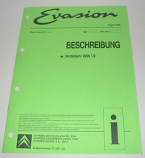 Werkstatthandbuch Citroen Evasion Beschreibung Modelljahr 2000 1/2 Handbuch