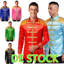 DE!Herren Mittelalter Kleidung Jacke Mantel Lang Satin Coat Punk Karneval Kostüm