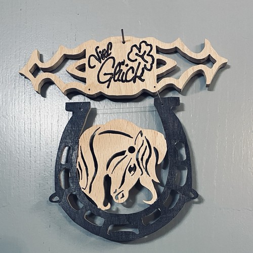 Holz wandskulptur hufeisen - wandskulptur,