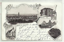 Litho AK Nördlingen Kr Donau Ries Schwaben Hotel Krone Schule 1898