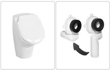 Urinal Urinalbecken Pissuar & Deckel Zulauf Hinten Ablaufgarnitur Hygiene Glasur