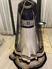 lehenga choli bollywood Schwarz Weiss Silber Im TOP Zustand