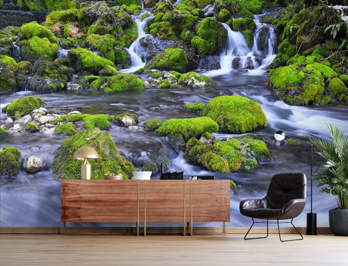 Wasserfall moos steine - 3d,