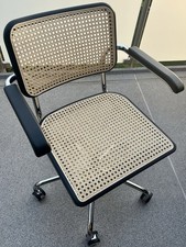 THONET S64VDR Drehsessel Bürodrehstuhl mit Armlehnen schwarz Rohrgeflecht natur