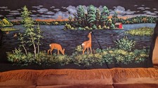 Gobelin Wandteppich Wandbehang "Am See Szene  Rehe  VINTAGE Guter Zustand
