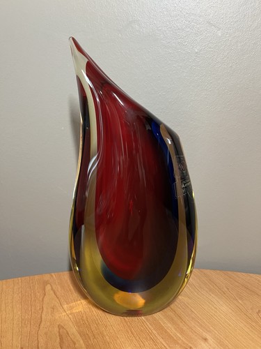 Murano glas vase sommerso rot - glas,