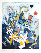 Gerhard Hofmann - Cats - Jellicle Songs - Farbradierung - signiert